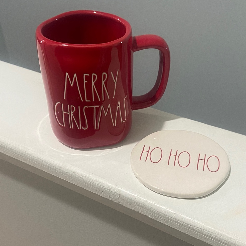 Rea Dunn Red Merry Christmas Mug with Ho Ho Ho Coaster